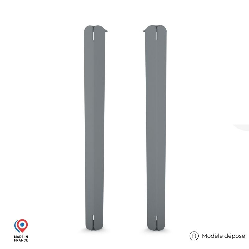 Lot de deux pieds de table haute Jaspe en acier coloris gris métallisé