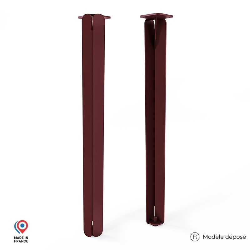 Lot de deux pieds de table haute Jaspe en acier coloris red brown