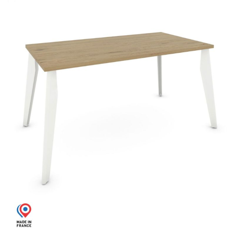 Table à manger rectangulaire décor chêne clair coloris blanc Orion