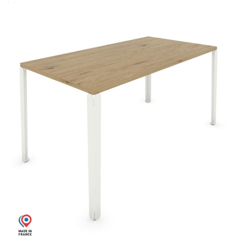 Table à manger rectangulaire décor chêne clair coloris blanc Centaure