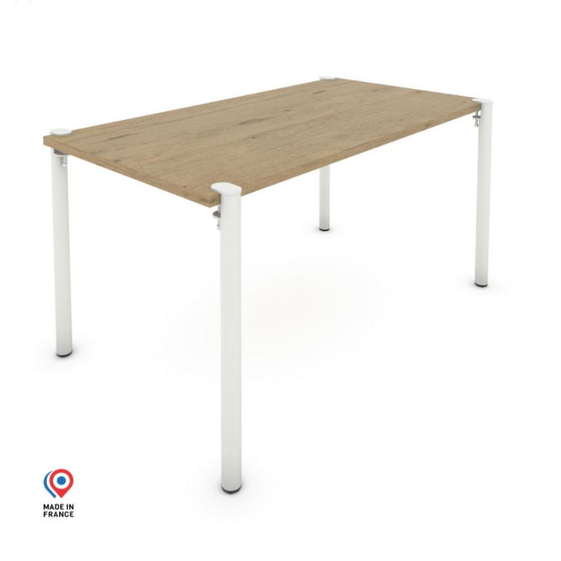 Table à manger rectangulaire décor chêne clair coloris blanc Andromède