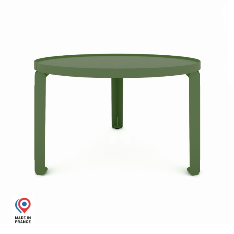 Table basse en acier Jade de forme ronde, coloris vert