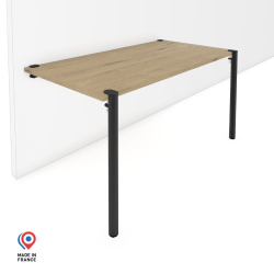Table murale rectangulaire décor chêne clair coloris noir Cassiopée