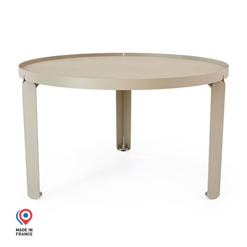 Table basse en acier Jade de forme ronde, coloris champagne