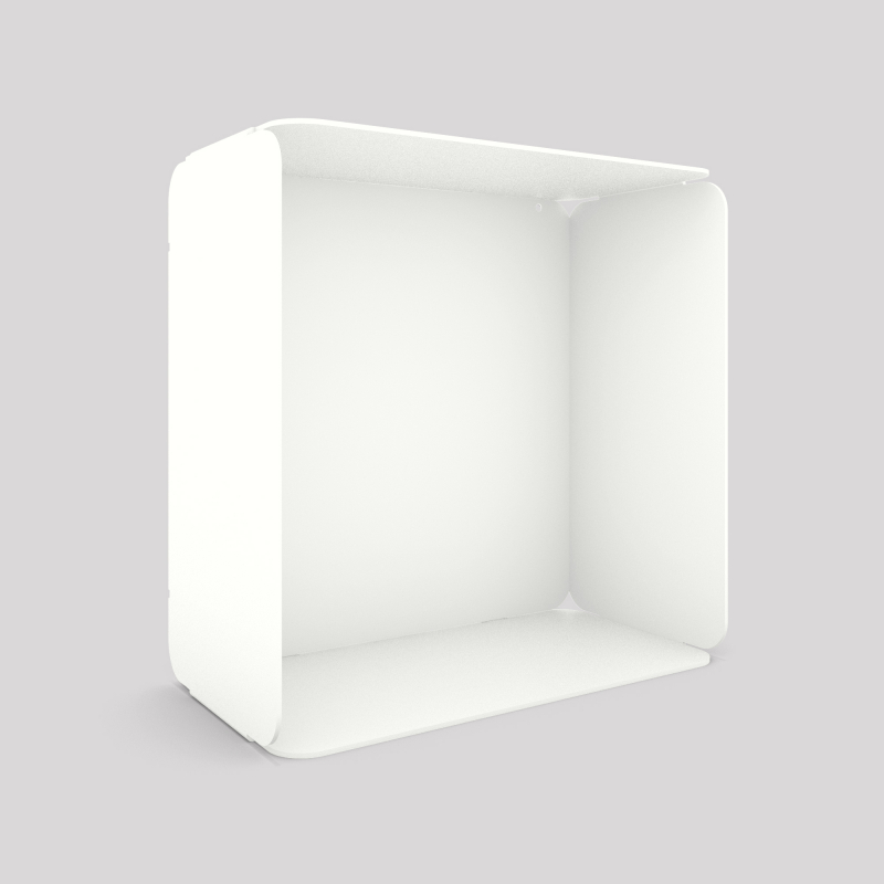 Cube mural avec voile de fond couleur blanc Cube mural avec voile de fond couleur blanc