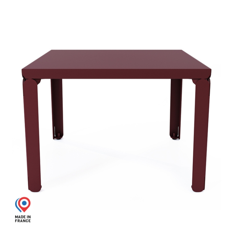 Table basse en acier Cristal de forme carrée, coloris red brown