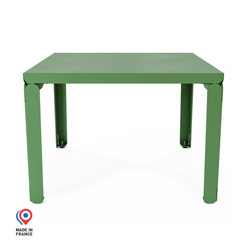Table basse en acier Cristal de forme carrée, coloris vert