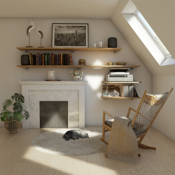 Supports muraux en acier Grenat dans un salon