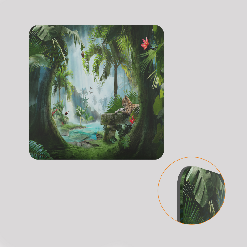 Voile de fond décoratif pour cube-étagère, motif jungle Voile de fond décoratif pour cube-étagère, motif jungle