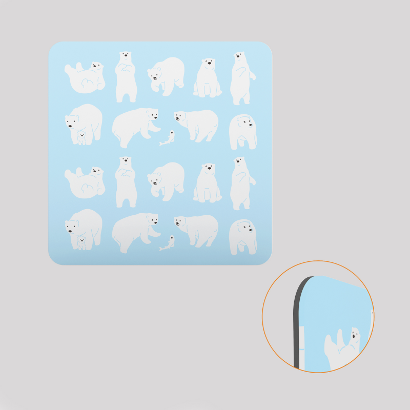 Voile de fond décoratif pour cube-étagère en acier, motif ours blanc sur fond bleu