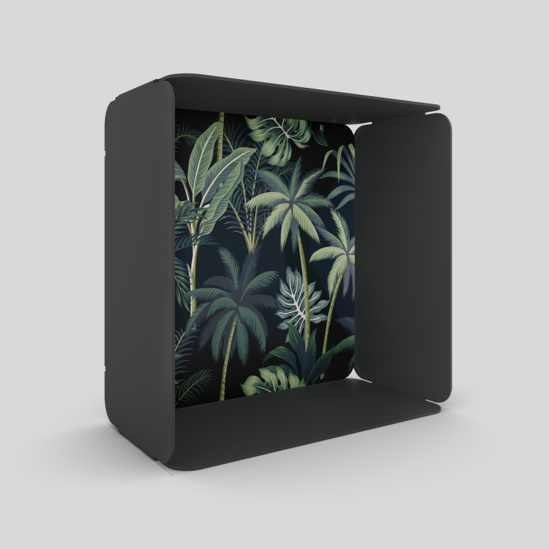 Étagère murale en acier Ambre coloris carbone décor palmiers Étagère murale en acier Ambre coloris carbone décor palmiers