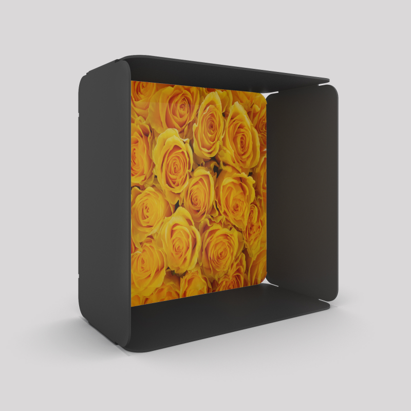 Étagère murale en acier Ambre coloris carbone décor roses jaunes Étagère murale en acier Ambre coloris carbone décor roses jaunes