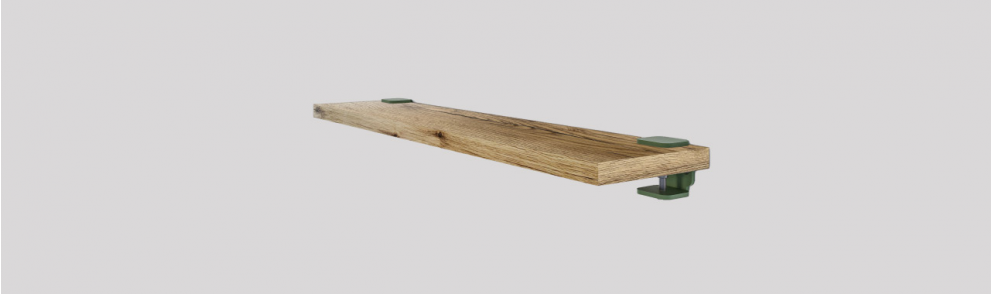 Etagère murale avec supports muraux acier, plateau décor chêne clair 100% fabriquées en France